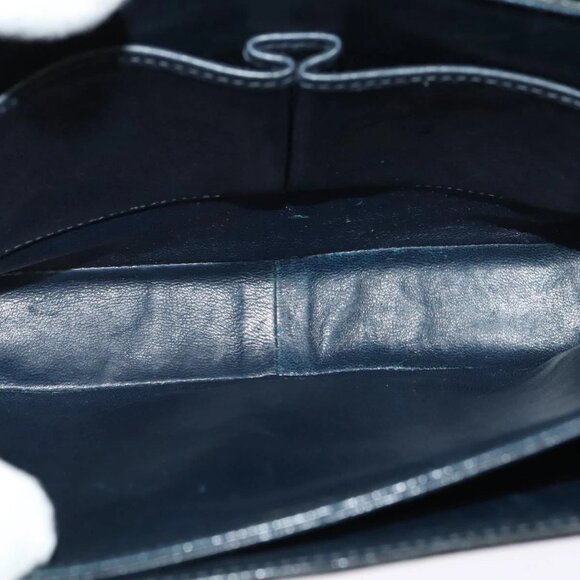 CELINE Shoulder Bag Leather Canvas Navy Gold Auth BD2149 - Picture 11 of 16